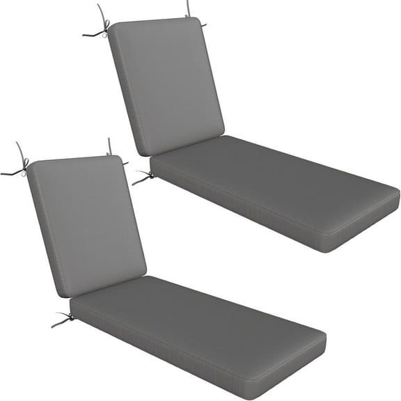 NNYYS Chaise Lounge Cushions Outdoor Set of 2 Lounge Chair Cushion for Outdoor Furniture, Fade Resistant Patio Sun Lounger Replacement with Removable Cover 72" x 21" x 4" - Dark Grey