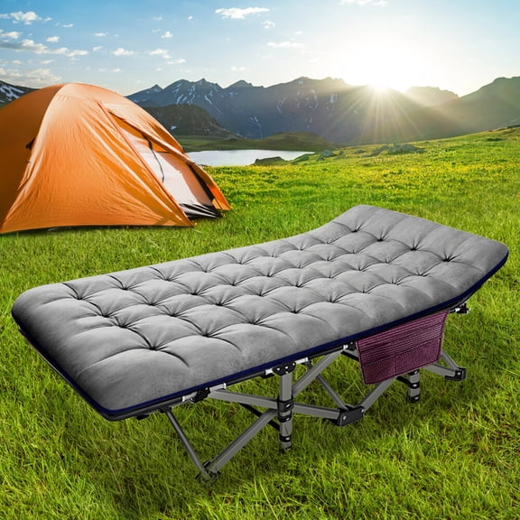 NNYYS Folding Camping Cot for Adults with Pad, Padded Portable Sleeping Cots, Camp Bed with Carry Bag for Outdoor Travel, Beach, Hiking,Red W/Mat,1 PCS