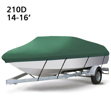 NNYYS Heavy Duty Oxford Ployester Made Trailerable Boat Cover,Fits V-Hull,Tri-Hull, Runabout Boat Cover Outdoor Protection,14-16ft