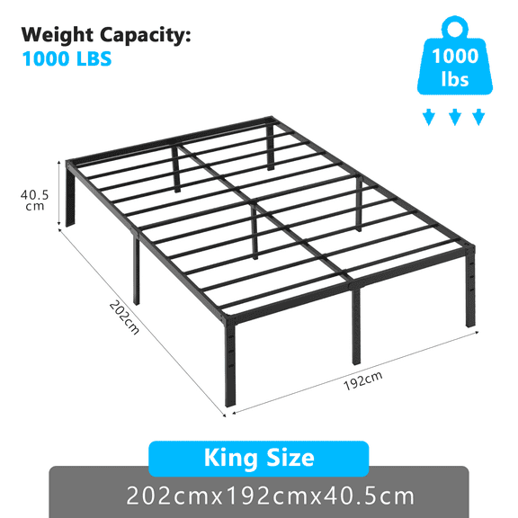 NNYYS Metal Bed Frame Platform Mattress Foundation with Reinforced Support, No Box Spring Needed, Modern Design for Bedroom, Guest Room & Hotel Room Use, Easy Assembly,King