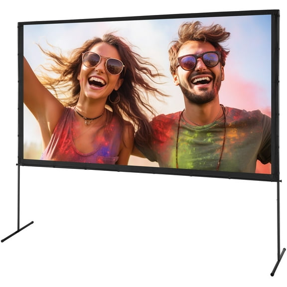 NNYYS Projector Screen with Stand,Outdoor Movie Screen with Stand, Wrinkle-Free Projection Screen with Bar Feet and Carry Bag, for Home Theater Cinema Backyard Movie Night,120 inch Bar Feet