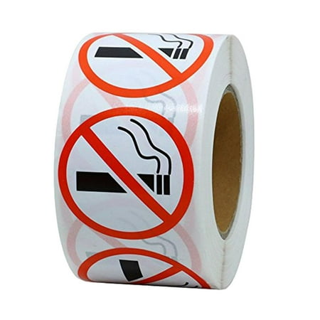 NO 25mm Warning Stop Smoke No window and door Sticker Labels ( per roll / )
