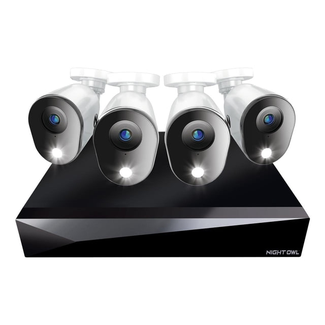 Night Owl 4 Channel 2K DVR with 4 Wired 2K Cameras and 64GB Micro SD Card