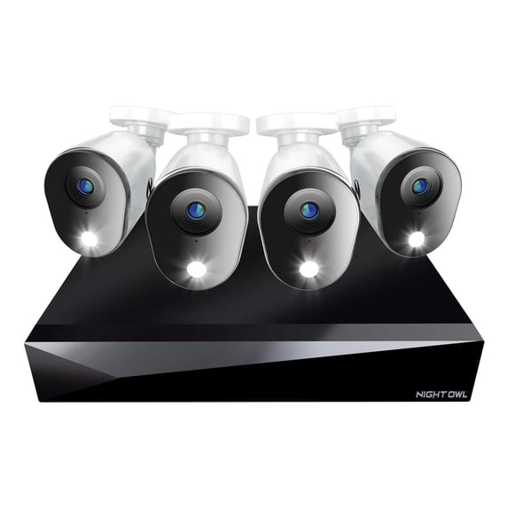 Night Owl 4 Channel 2K DVR with 4 Wired 2K Cameras and 64GB Micro SD Card