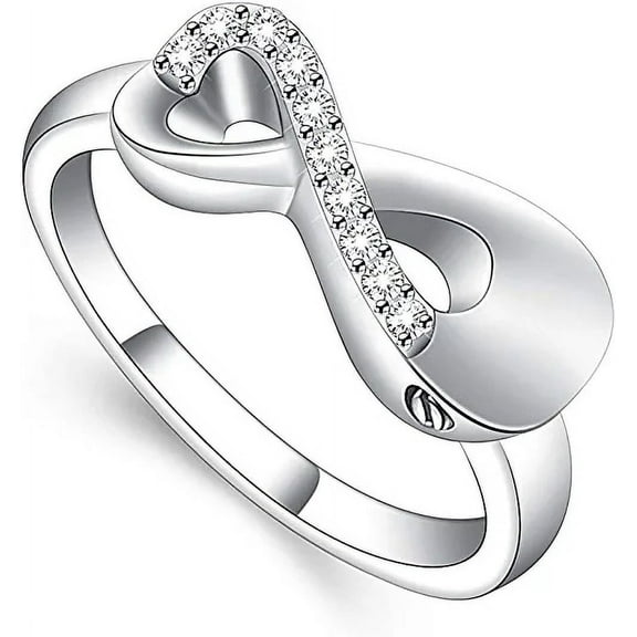 Cremation Jewelry Infinity Love Heart Urn Ring for Human Pet Ashes Holder Urn Keepsake Memorial Ring for Women NO.6-NO.10