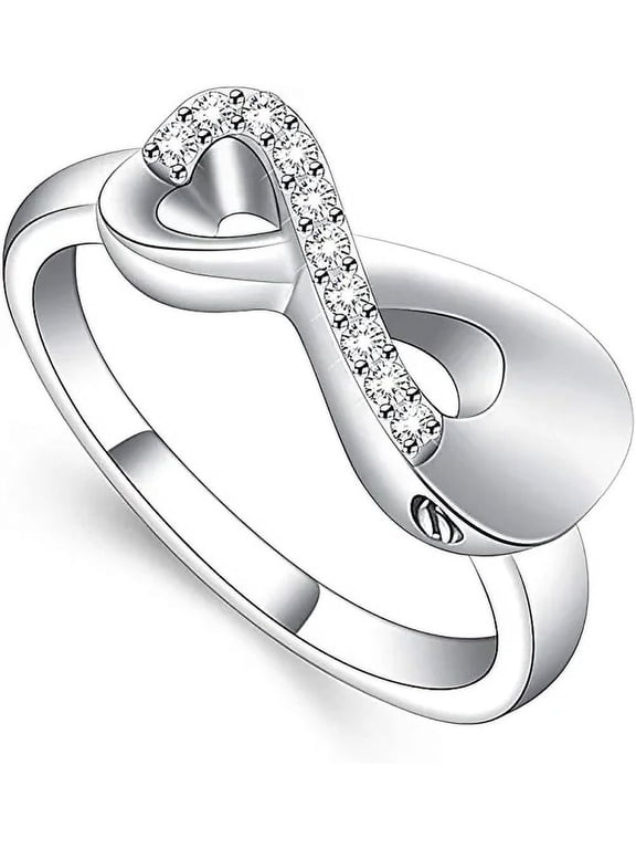 NO.6-NO.10 Cremation Jewelry Infinity Love Heart Urn Ring for Human Pet Ashes Holder Urn Keepsake Memorial Ring for Women