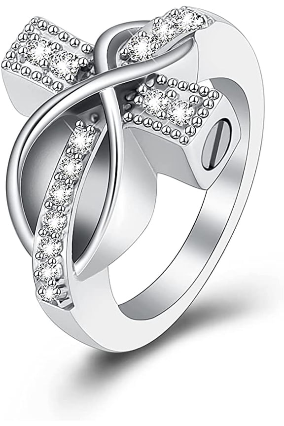 NO.6-NO.10 Diamond Cross Ring Hold Loved Ones Ashes Cremation Urn Ring for Women/ Man Finger Ring