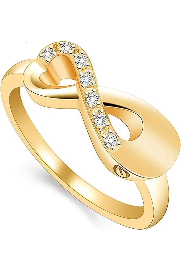 NO.9 Cremation Ring for Ashes Crystal Infinity Ring Memorial Keepsake Urn Ring Holder Ash for Pet/Human Urn Ring for Women