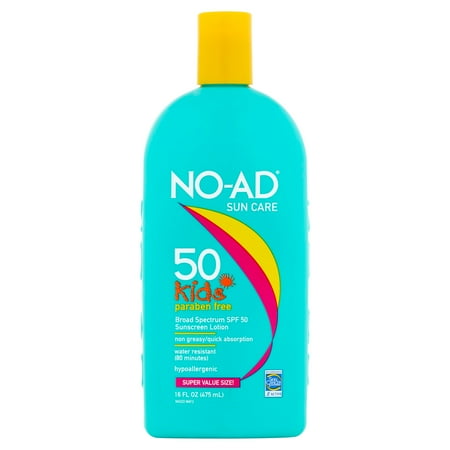 NO-AD Paraben-Free Kids Sunscreen SPF 50, 16 fl oz