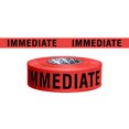 thumbnail image 1 of [NO ADHESIVE] Presco Printed Flagging Tape: 1-1/2 in. x 300 ft. (Red with Black "IMMEDIATE" printing), 1 of 4