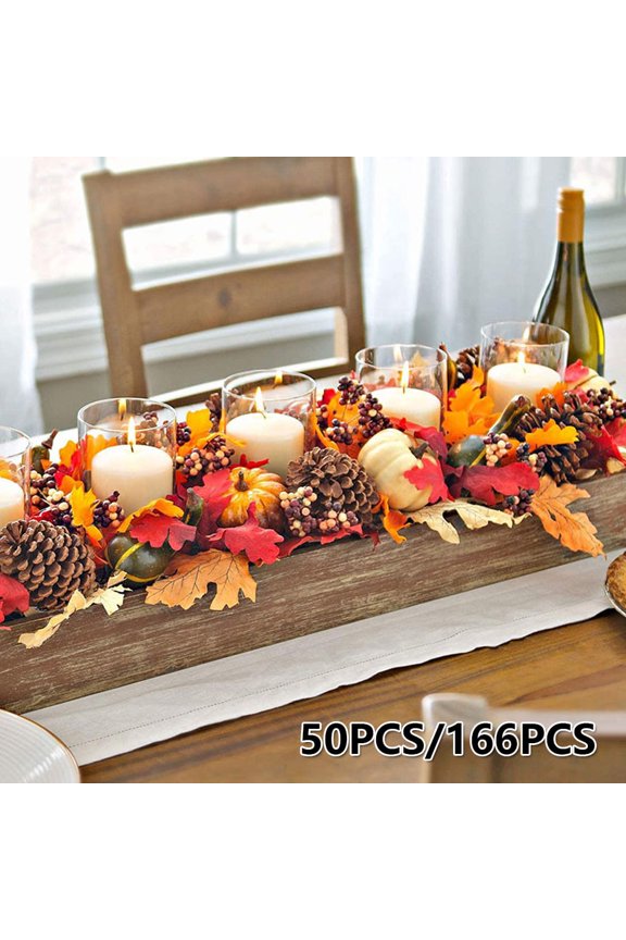NO Autumn Thanksgiving and Halloween Artificial Pumpkins Gourds Cones, Set of 50