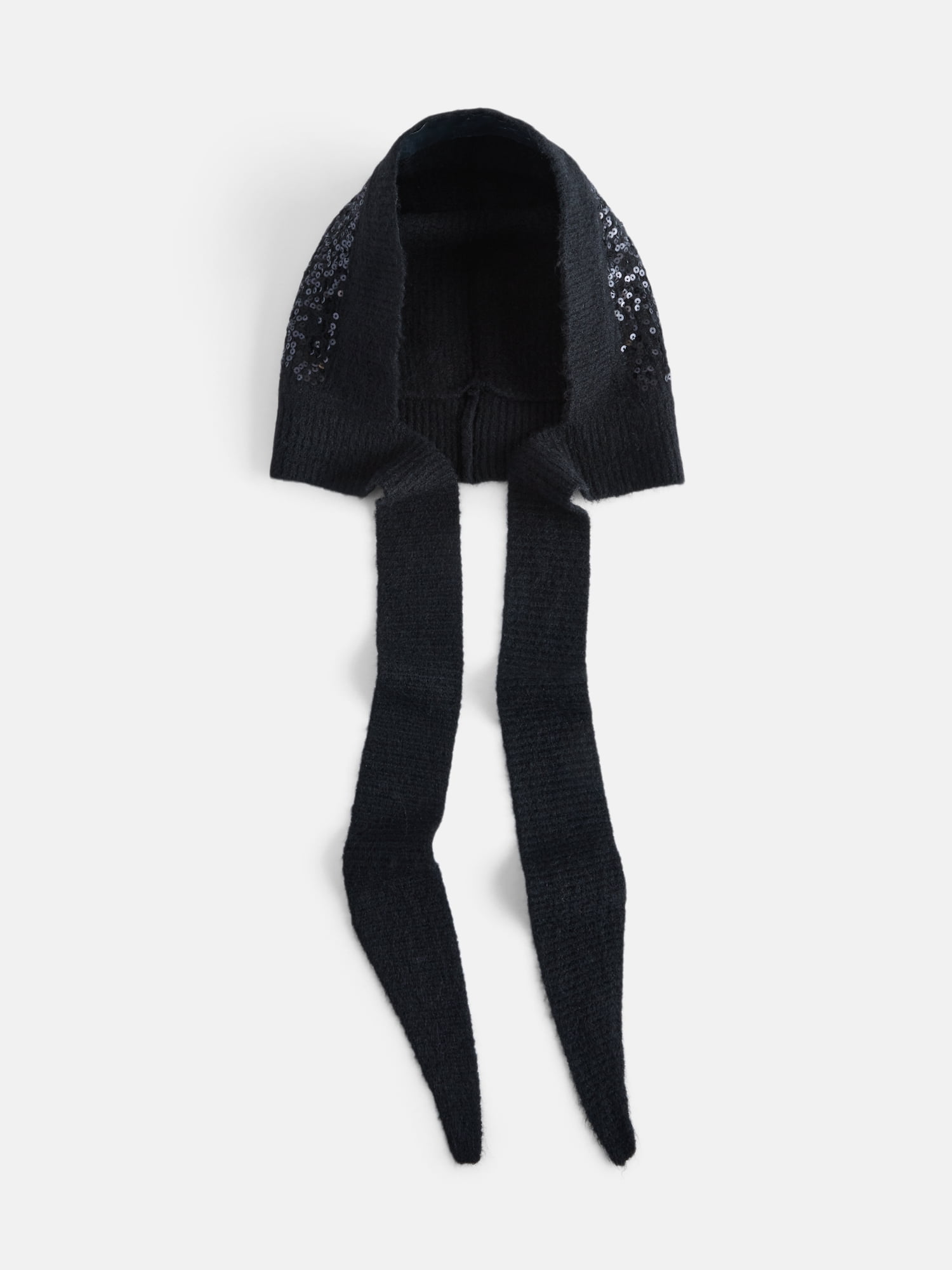 No Boundaries Women's Sequined Knit Bonnet with Tie Straps