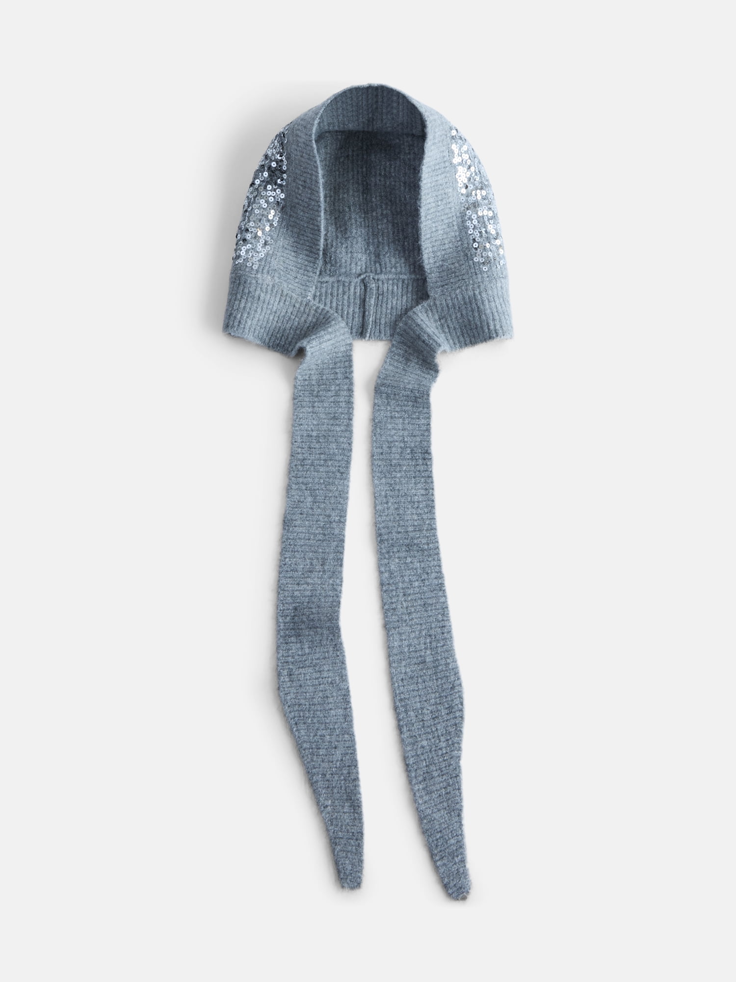 No Boundaries Women's Sequined Knit Bonnet with Tie Straps