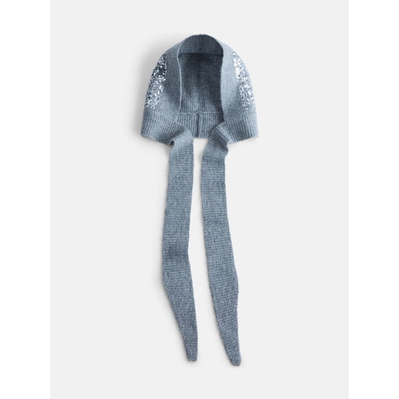 No Boundaries Women's Sequined Knit Bonnet with Tie Straps