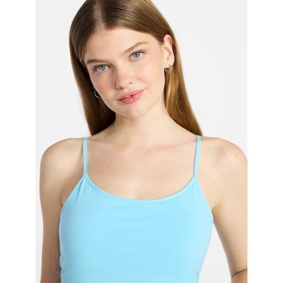 No Boundaries Cropped Cami Top with Shelf Bra, Women's XXS-XXL