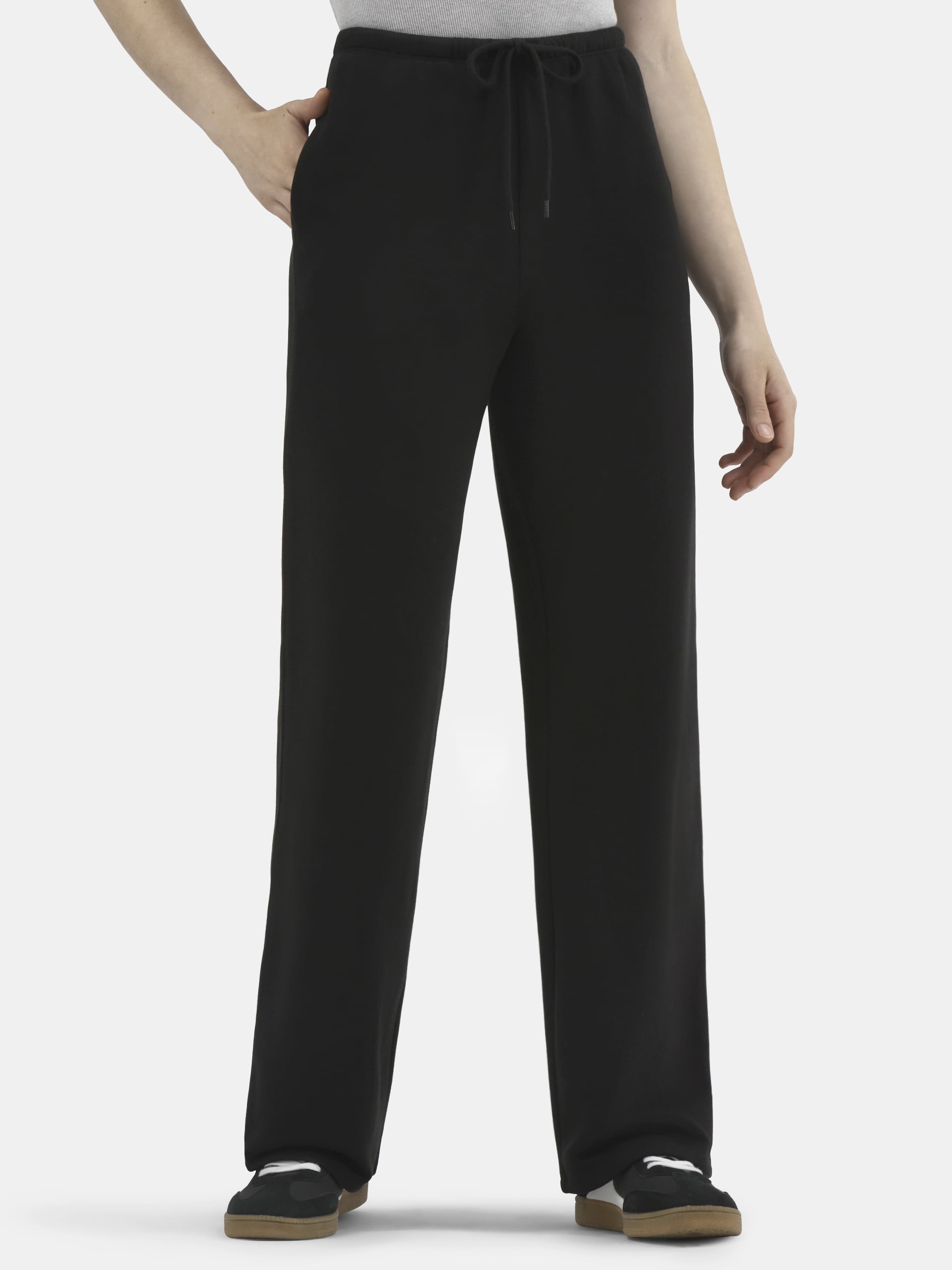 No Boundaries Soft Fleece Wide Leg Sweatpants, Women’s