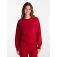 thumbnail image 1 of No Boundaries Oversized Fleece Sweatshirt with Long Sleeves, Women's Sizes XXS-4X, 1 of 5