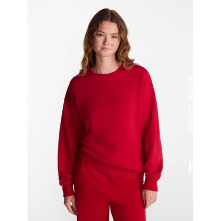 No Boundaries Oversized Fleece Sweatshirt with Long Sleeves, Women's and Women's Plus Sizes XXS-4X