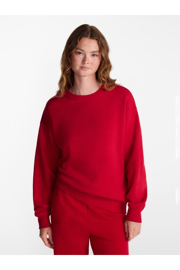 Oversized Fleece Sweatshirt with Long Sleeves, Women's Sizes XXS-4X