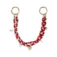 thumbnail image 1 of No Boundaries Women's Braided Cord Swag Chain Bag Charm, Pink and Red, 1 of 3