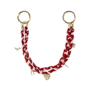 Women's Braided Cord Swag Chain Bag Charm, Pink and Red