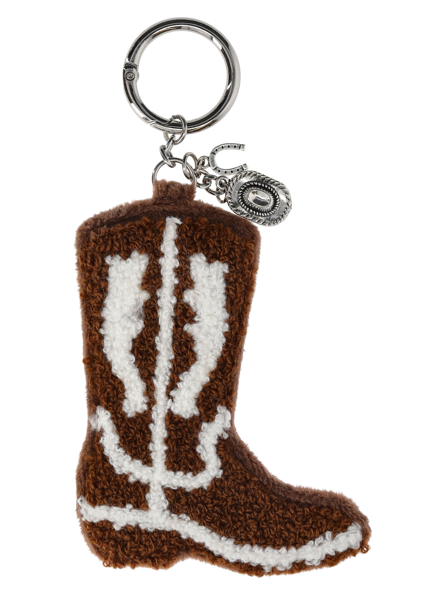 No Boundaries Women's Plush Cowboy Boot Bag Charm, Brown - Walmart.com