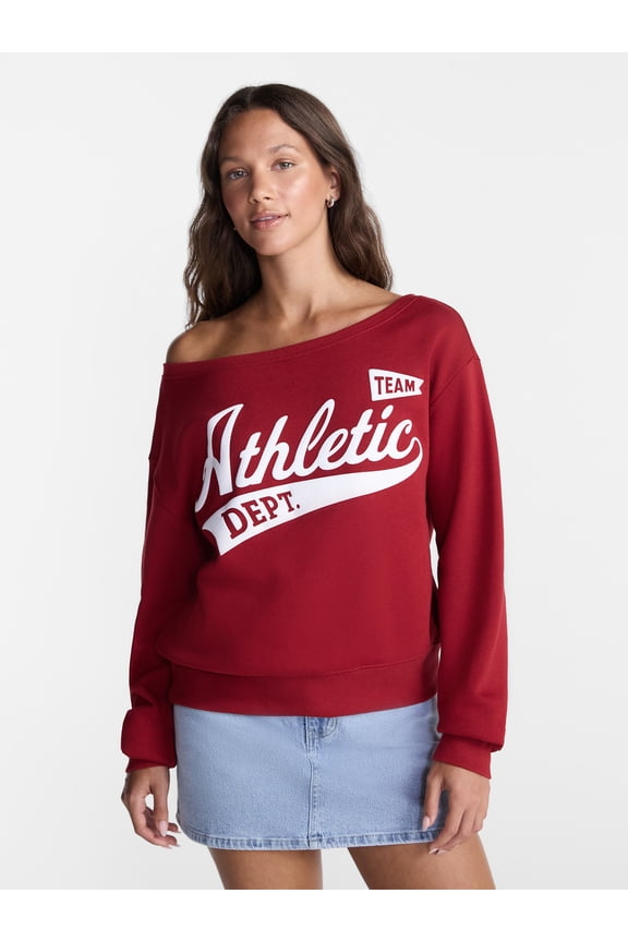 Off the Shoulder Sweatshirt with Long Sleeves, Midweight, Women’s XXS-4X