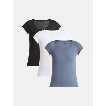 No Boundaries Scoop Neck Tee with Short Sleeves, Women's