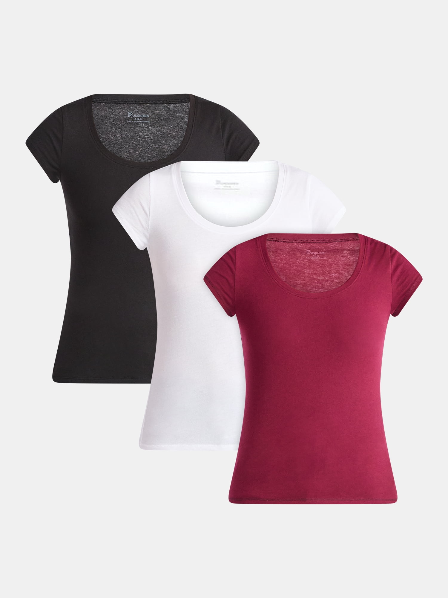 No Boundaries Short Sleeve Scoop Neck Tee, Women's XXS-XXXL