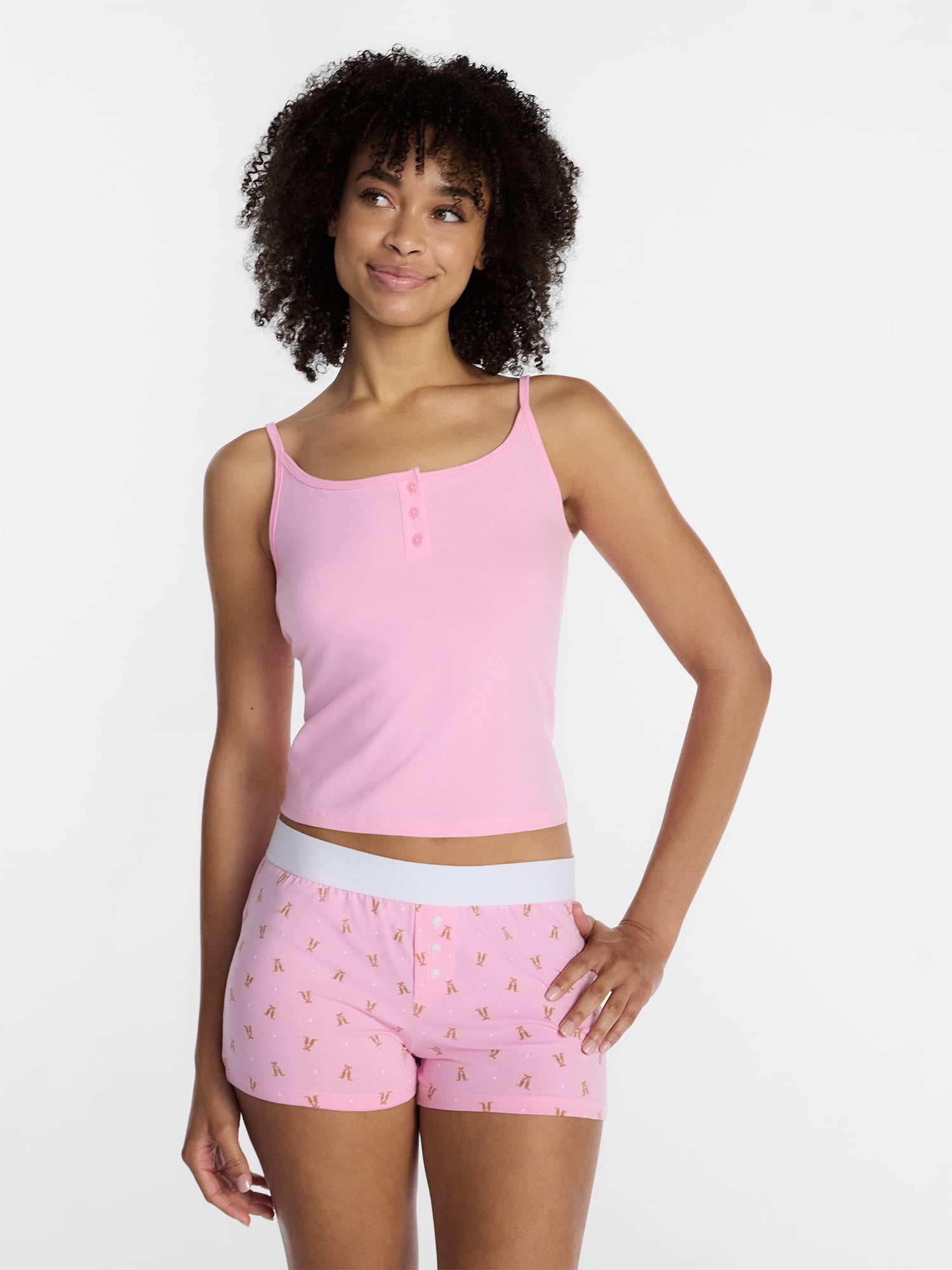 No Boundaries Women’s Cloud Core Sleepwear Cami and boxer set, Sizes XXS – 3X