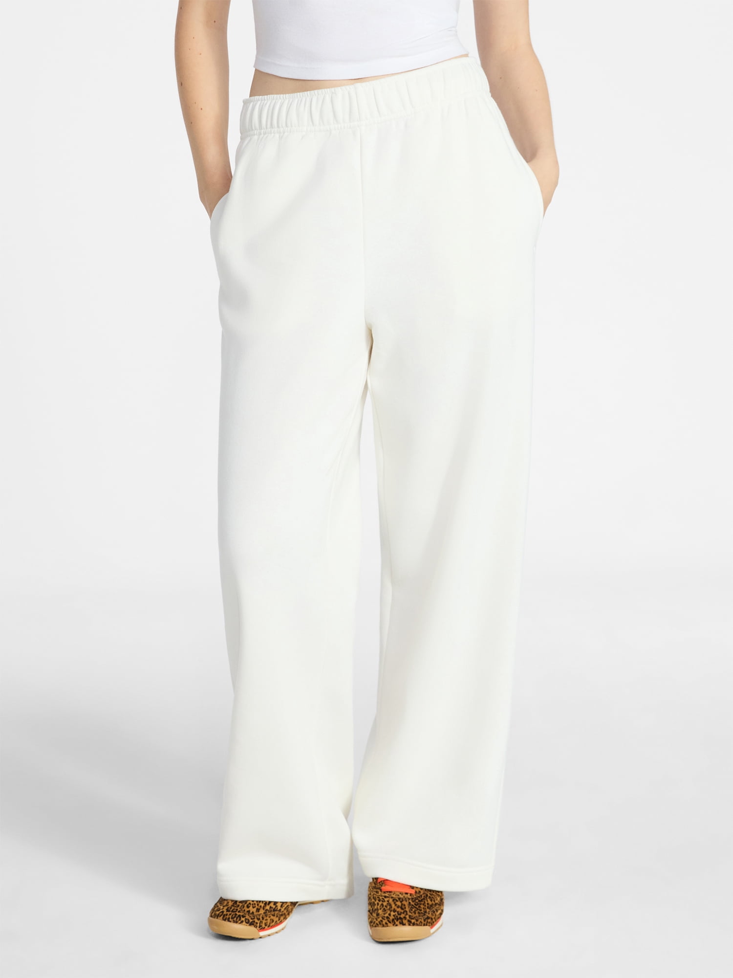 No Boundaries Soft Fleece Wide Leg Pants, 30” Inseam, 1 or 2-Pack, Women’s XXS-4X