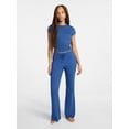 thumbnail image 1 of No Boundaries Rib Tee and Pants Sleep Set, 2-Piece, Women's XXS-3X, 1 of 4