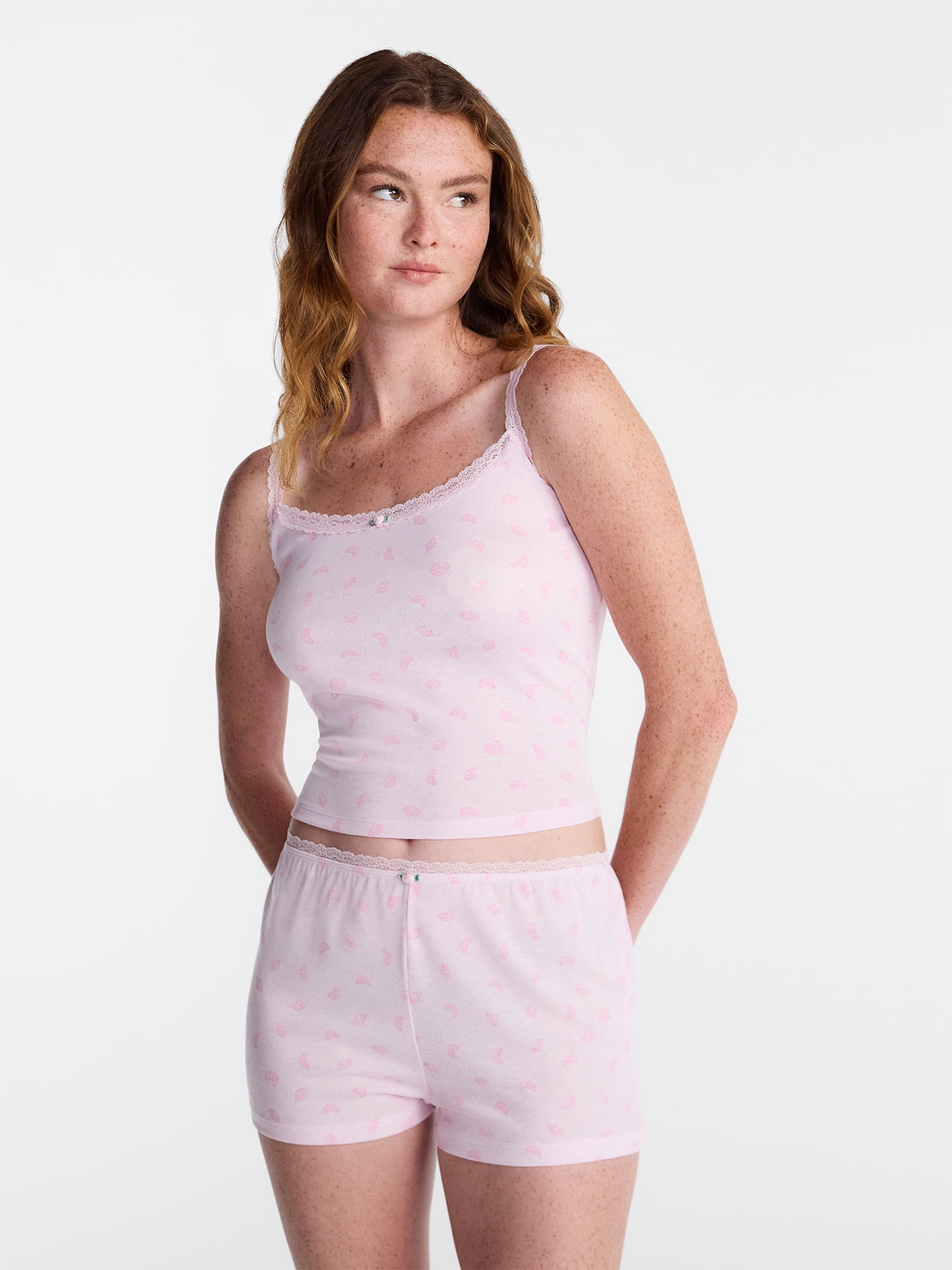 No Boundaries Sleep Top and Shorts Pajama Set, 2-Piece, Women’s XXS-3X
