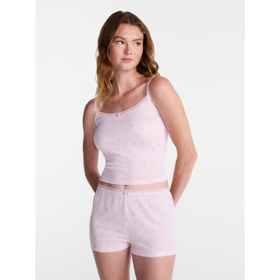 No Boundaries Sleep Top and Shorts Pajama Set, 2-Piece, Women’s XXS-3X