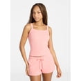 thumbnail image 1 of No Boundaries Rib Tank Top and Shorts Sleep Set, 2-Piece, Women's XXS-3X, 1 of 5