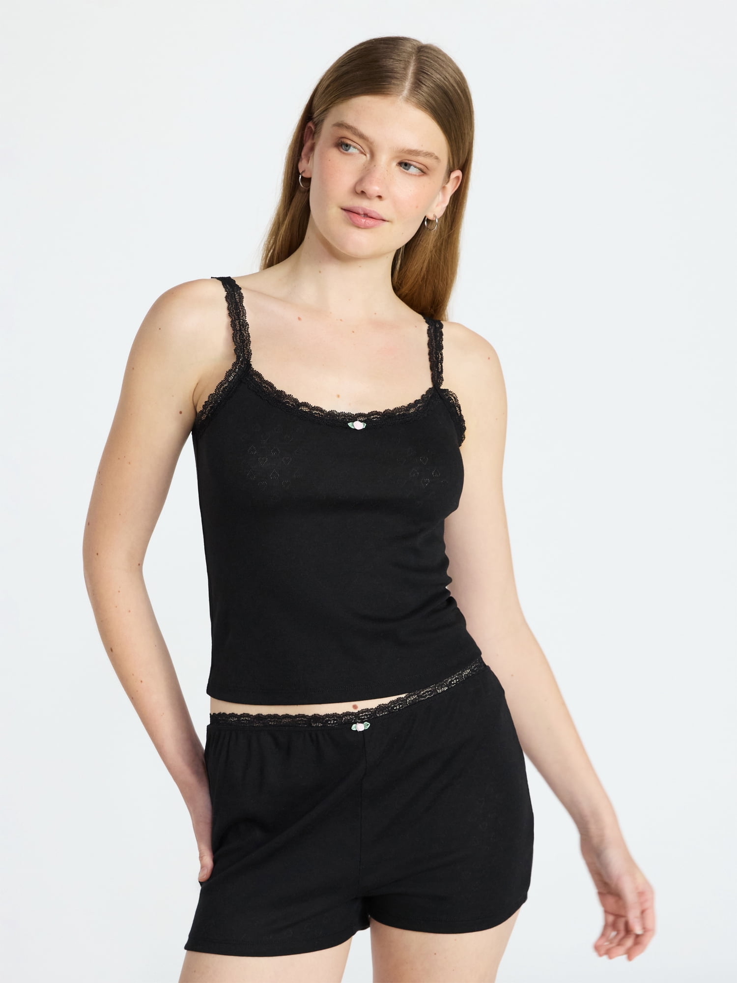 No Boundaries Sleep Top and Shorts Pajama Set, 2-Piece, Women’s XXS-3X