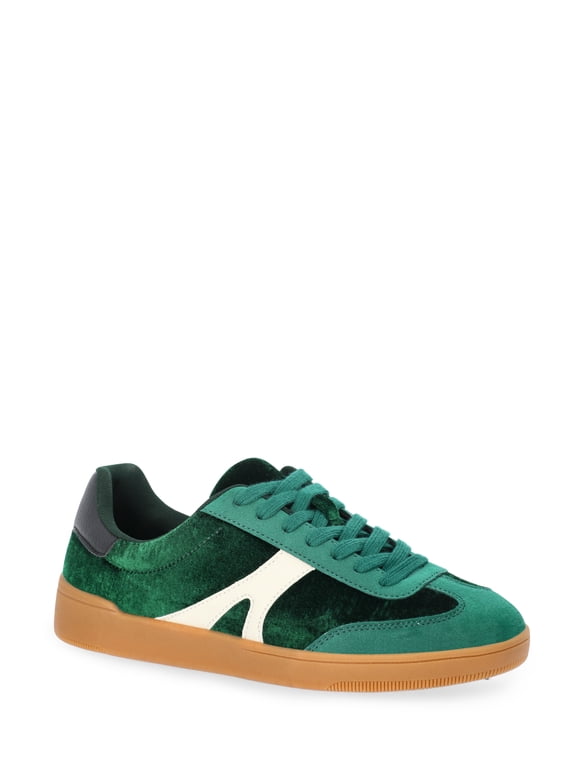 Women's Velvet Lace-Up Gum Sole Sneaker
