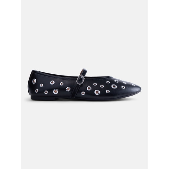 No Boundaries Women's Grommets Mary Jane Flats