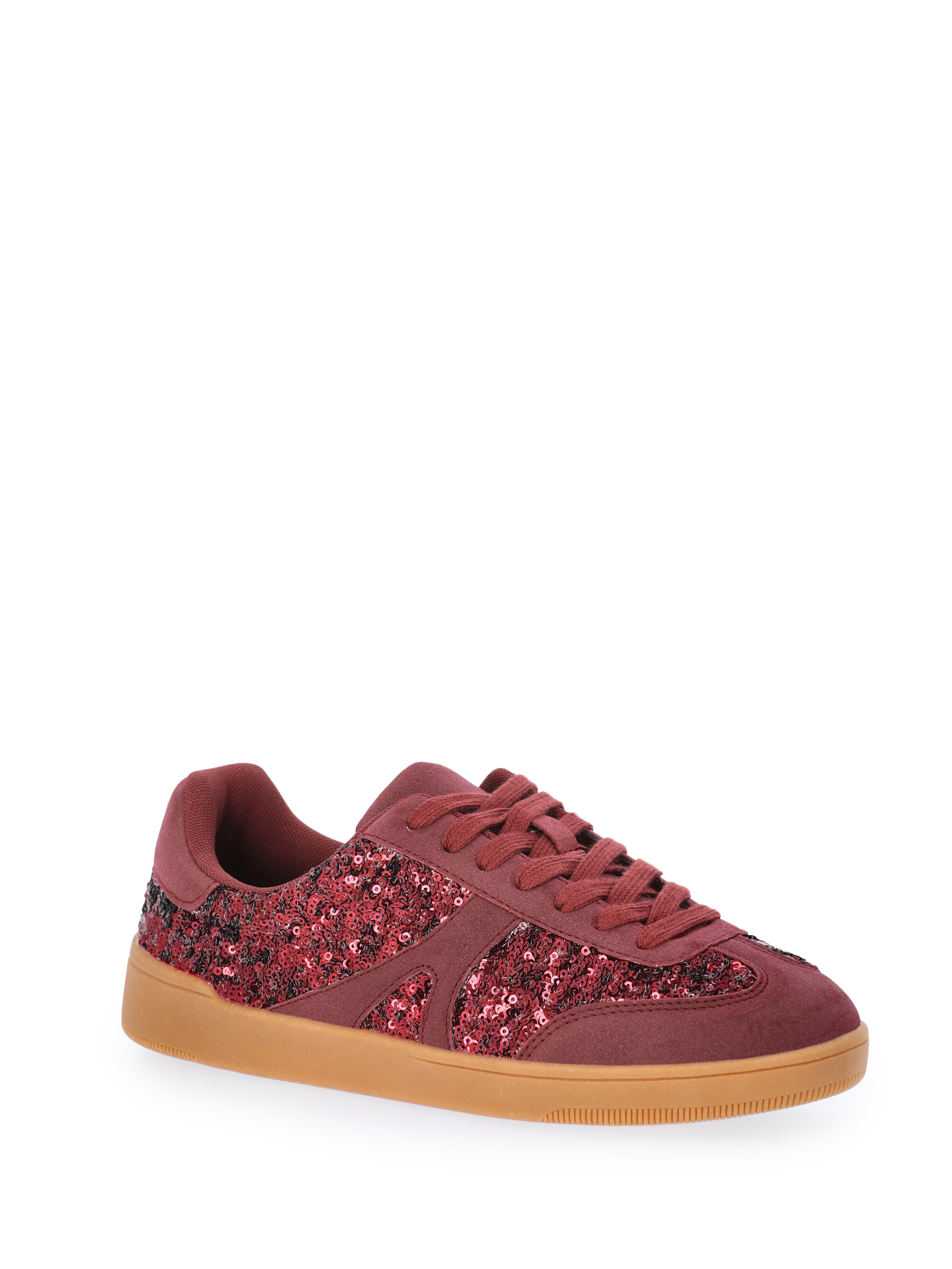 No Boundaries Sequin Faux Suede Gum Sole Sneakers, Women's
