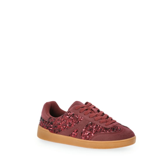 No Boundaries Sequin Faux Suede Gum Sole Sneakers, Women's