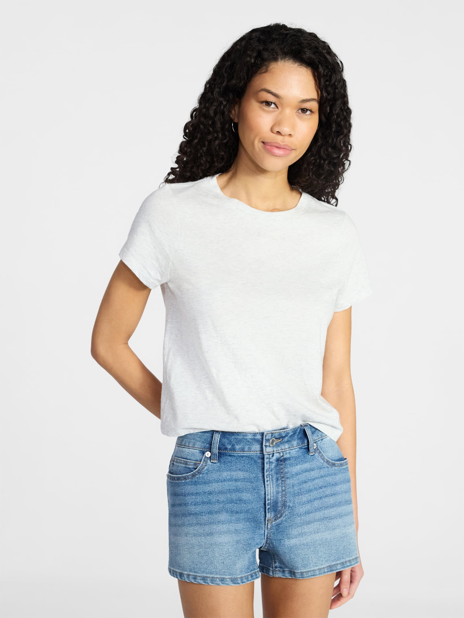 No Boundaries Cropped Cotton Tee with Short Sleeves, Women’s XXS-XXL
