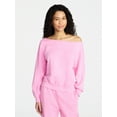thumbnail image 1 of No Boundaries Off-the-Shoulder Sweatshirt with Long Sleeves, Women’s XXS-XXL, 1 of 5