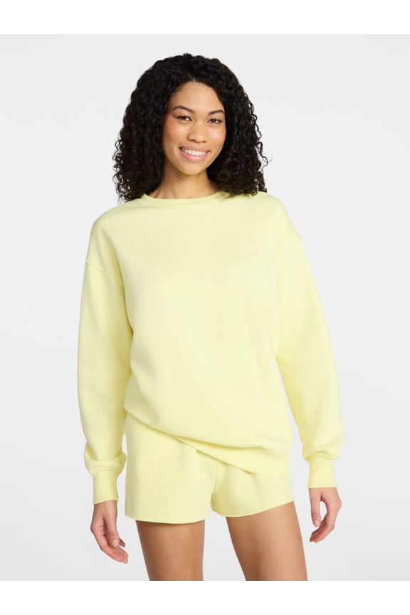 Fleece Oversized Sweatshirt with Long Sleeves, Women’s Sizes XXS-4X