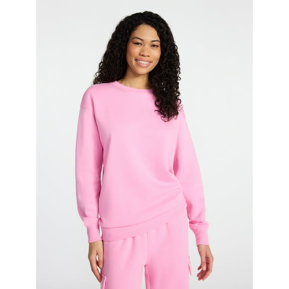 No Boundaries Fleece Oversized Sweatshirt with Long Sleeves, Women’s Sizes XXS-4X
