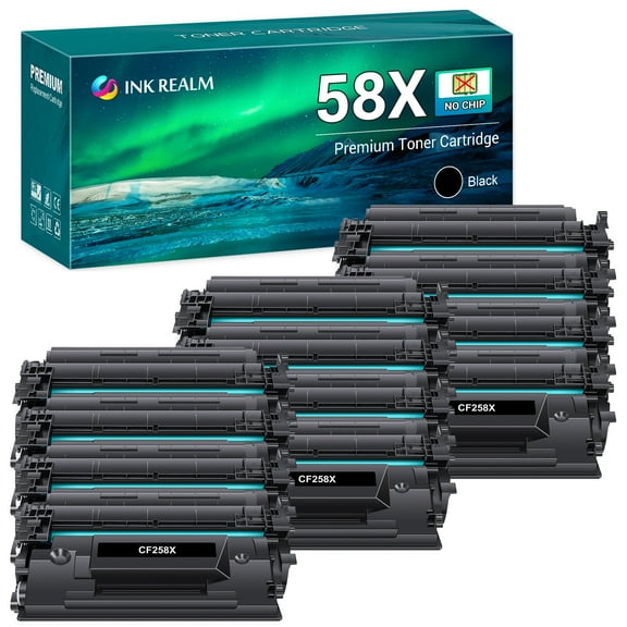 NO-CHIP Compatible Toner Replacement for HP 58X CF258X No Chip Pro M404n M404dn M404dw MFP M428fdw M428dw M428fdn High Yield Printer Ink (Black, 12-Pack)