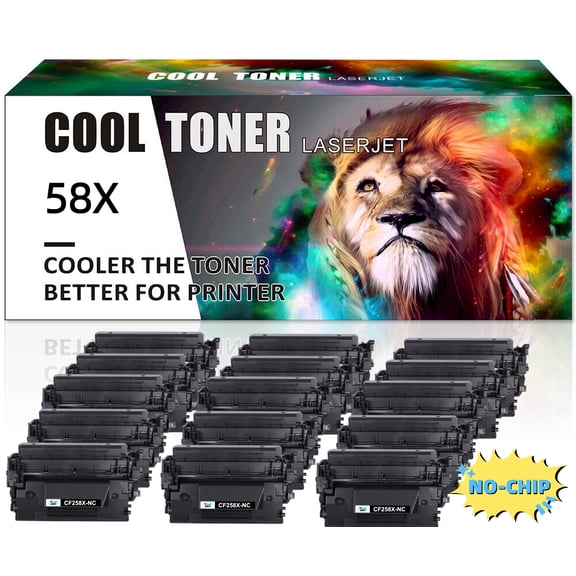 NO-CHIP Compatible Toner Replacement for HP 58X CF258X Pro M404n M404dn M404dw MFP M428fdw M428dw M428fdn Printer(Black, 15-Pack)