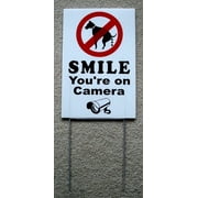NO Dog Poop - Smile Youre ON Camera 8X12 Plastic Coroplast Sign with Stake Funny Retro Vintage Business Nostalgic Signs