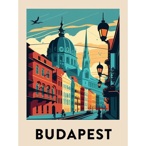 NO FRAME Budapest Vintage Travel Poster Poster