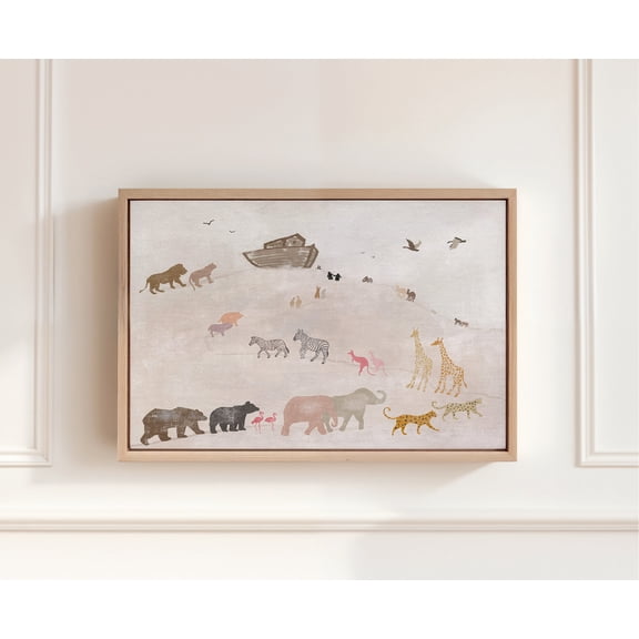 NO FRAME Christian Nursery Wall Art – Noah’s Ark Beige - Kid's Room Wall Art Poster