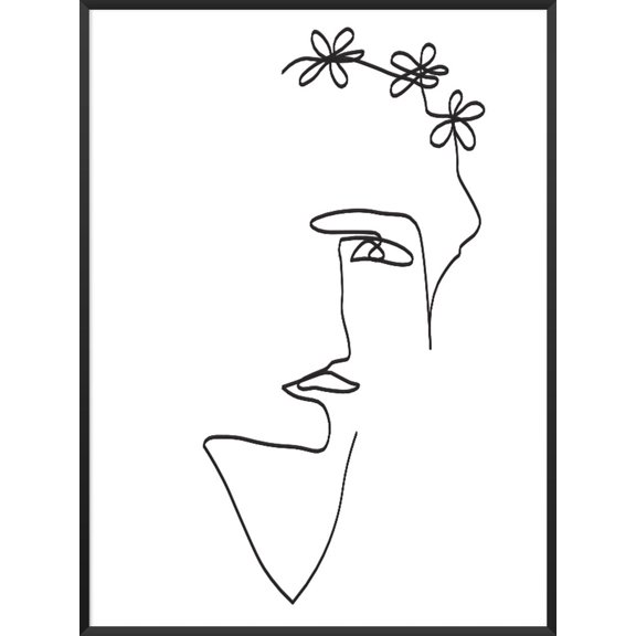 NO FRAME Flower Lady - Single Line Art Poster